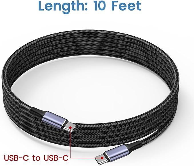 10 ft USB C Camera Tether Cable for Canon R5/R8/R6, USBC to USBC Tethering Charger for Sony A9 III/A1 II/A1/A9 II, Data Transfer for Nikon ZF/Z8/Z9