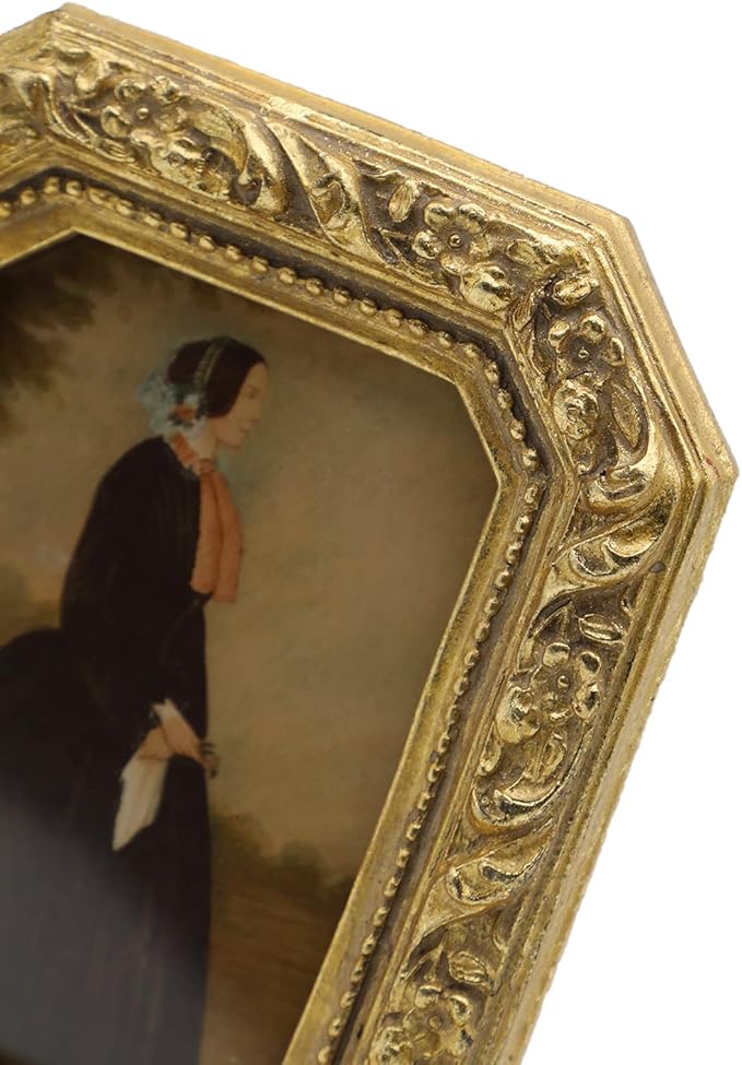 2.5x3.5 Small Vintage Picture Frame, Mini Antique Ornate Gold Photo Frame, Tiny Retro Octagon frame, for Tabletop and Wall Display, Old Fashioned Photo Gallery Art Decor