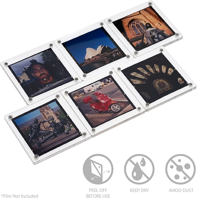 GDSZDDXX Premium Acrylic Magnetic Reversal Film Holders, 6 Packs Archival Storage High Transparency Display Holder for Reversal Film 6X6