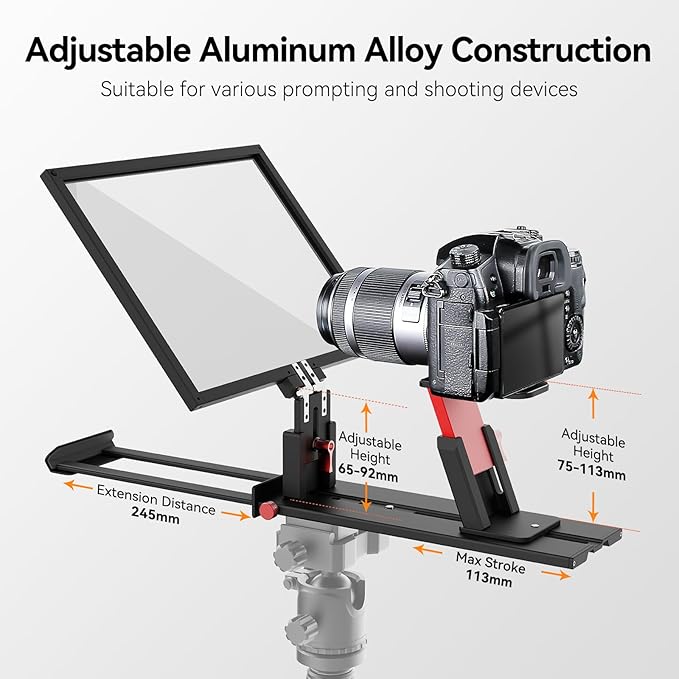 Desview P13 Portable Teleprompter for Camera Compatible with 12.9" Tablets Wireless Remote Control Foldable Sun Hood Lightweight (1.7kg) for Video Recording Vlogging Live Streaming