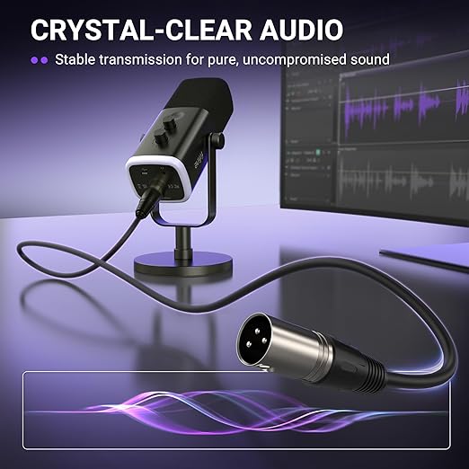 FIFINE XLR Microphone Cable, 5.9ft Male to Female Mic Cord for Studio Recording, Balanced 3-Pin Cable Compatible with XLR Microphone for Podcast Streaming AM8, K688-L9C