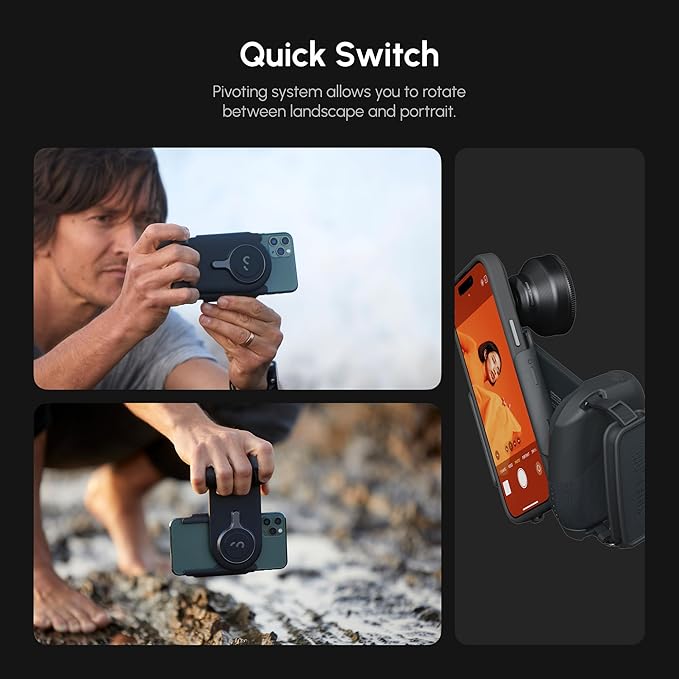 ProGrip Mobile Battery Grip, DSLR-Style Phone Camera Grip with Built-in Powerbank of Qi Charging, Ergonomic Handle with Wireless Shutter Button, Phone Stand Dock, Built-in Cold-Shoe & Tripod Mount