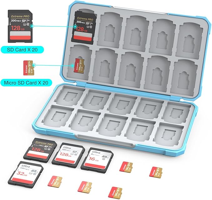 THELIFELICIOUS SD Card Holder Memory Card Case for SD/TF Cards, Memory Storage Organizer for 20 SDXC SDHC and 20 TF Cards
