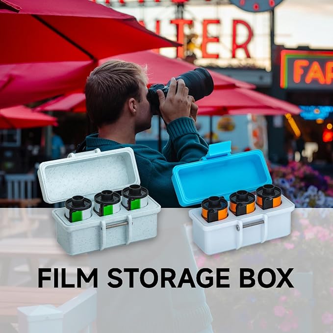 Kcmssertkir Film Box/135 Film Case -for 3 Rolls of 35mm Films ，to Sort & Enjoy & Safeguard Film, 3D printing technology（Blue）