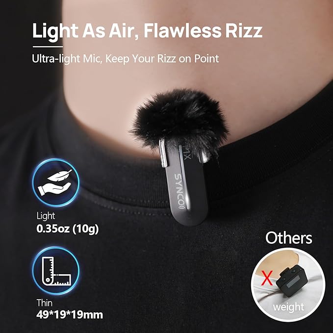 SYNCO Wireless Lavalier Microphone for iPhone, P1XL Professional Lapel Mic for Tiktok, YouTube, Streaming, Vlog Video Recording, Wireless Microphone for iPhone 14/13/12/11/SE...