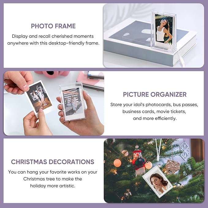 Fintie [2 Sets] Picture Holder Storage Case for Fujifilm Instax Mini 12/11/99/40/9/7+/SE/EVO/MINI LiPlay, Instant Camera Film 3 inch Photo Organizer Pouch, Travel Portable Photos Holder Box, Clear