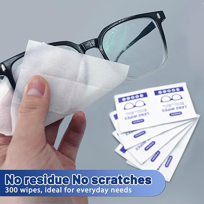 Lens Wipes for Eyeglasses, Eyeglass Lens Cleaning Wipes Pre-moistened Individually Wrapped Sracth-Free Streak-Free Eye Glasses Cleaner Wipes for Sunglass, Camera Lens, Goggles（500count)