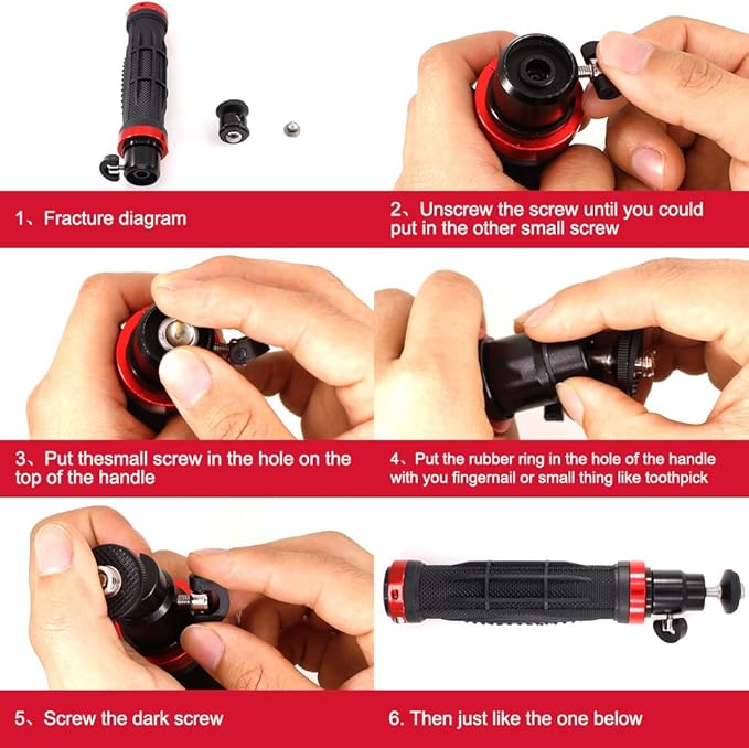 AFUNTA Pro Handheld Video DSLR Camera Stabilizer Steady Compatible GoPro Cannon Nikon Sony Camera Cam Camcorder DV Smartphone up to 2.1 lbs with Smooth Pro Steady Glide -Red/Silver/Black