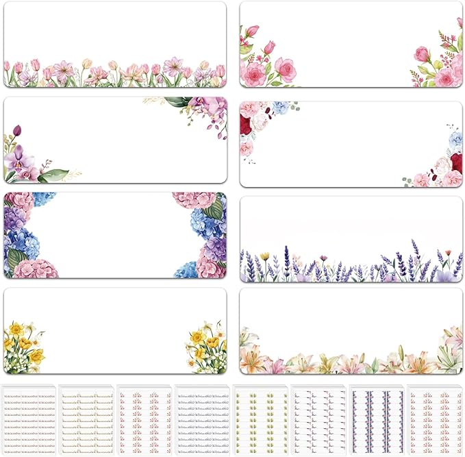 Zhanmai 1200 Pieces Address Labels Assorted Colored Labels Printable Address Stickers for Return Mailing Shipping Coding Message 1 x 2.63 Inch (White,Flowers)