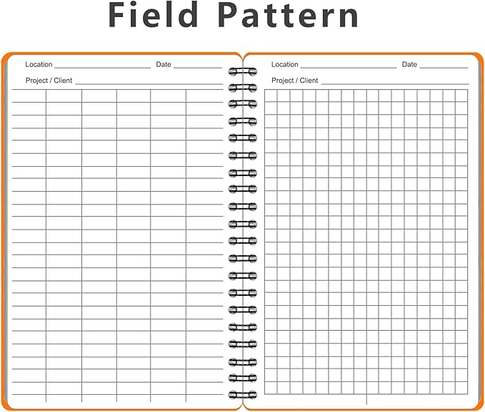 2PCS Outdoor Camping Weatherproof Spiral Notebooks with Waterproof Paper and Hard Cover, Field Grid Pattern, 100 pages per All-Weather Notepad, A6 Medium Size Steno Pads (4.8"x7", Orange)