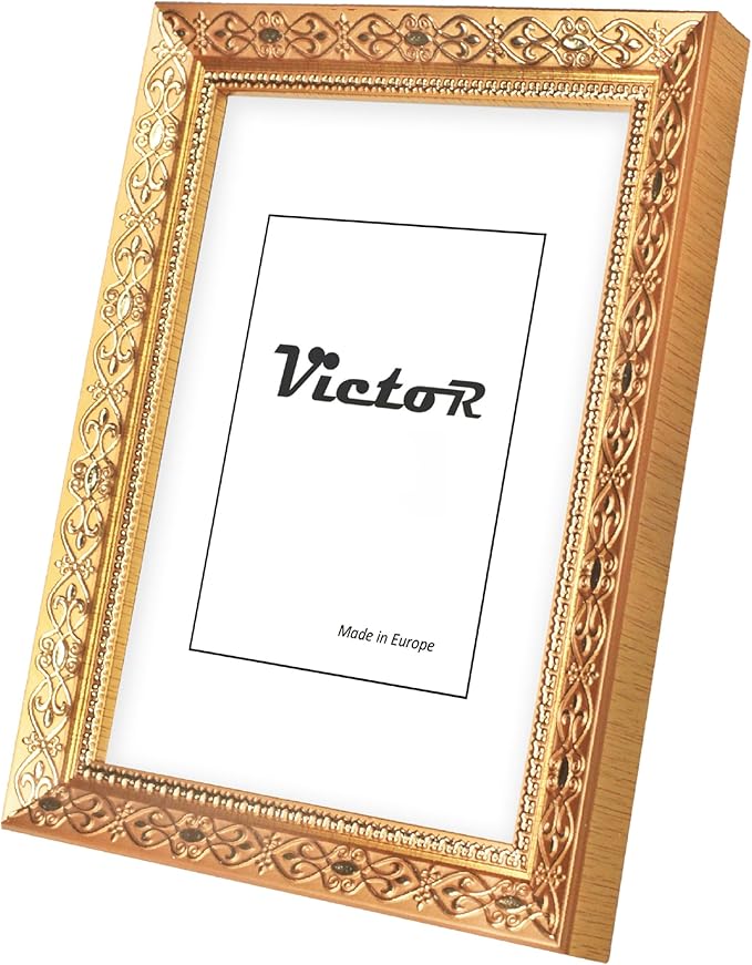 VictoR Picture Frame 5x7 in Gold Vermeer - Antique Picture Frame with shatterproof Acrylic Glass - 5 x 7 Photo Frame Vintage