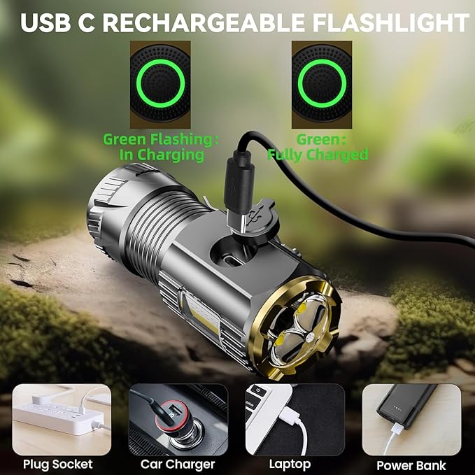 mini LED Flashlight with Magnetic Base and Side Clip, 6 Modes, high Brightness Small Flashlight, IPX6 Waterproof, is The Best Small Flashlight for Camping, Travel, and Emergency situations