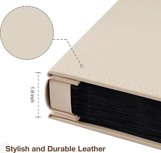 potricher Small Photo Album 4x6 300 Photos Leather Cover Picture Book with 300 Horizontal Pockets for Family Wedding Anniversary and Baby (Beige)