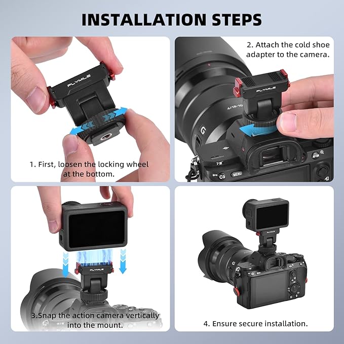 BRDRC Action 6 Cold Shoe Adapter Mount for DJI Osmo Action 6, Magnetic Quick Release Adapter for DJI Osmo Nano, 180° Tilt Adjustable & 1/4" Screw Hole Tripod for DSLR Photography Accessories