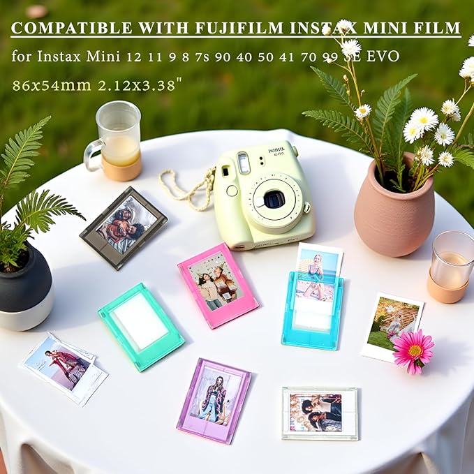 JOYZO 2x3 Magnetic Picture Frames, 6 Pack Small Frames with Front Covers for Fujifilm Instax Mini Films, fits for Polaroid Instax 12 11 90 8 41 99 40 50 EVO Desk Refrigerator Display(Semi-Clear)