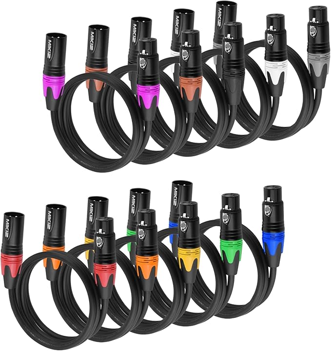 XLR Cables 3 Feet 10 Pack - Pro Balanced Short XLR Audio Cables 3-Pin XLR Male to Female