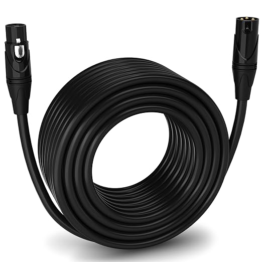 LyxPro 150 Feet XLR Microphone Cable Balanced Male to Female 3 Pin Mic Cord for Powered Speakers Audio Interface Professional Pro Audio Performance and Recording Devices - Black