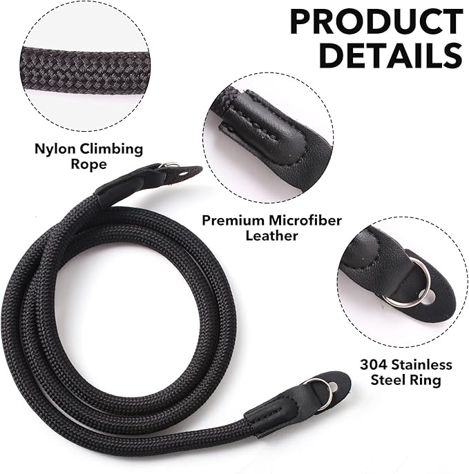 Camera Strap Compatible with Fujifilm x100vi,xt30 ii, x100v,xs10,x-s20,x-s20,x-t1,xt2,Nylon Climbing Rope Camera Neck Shoulder Strap Compatible with Fujifilm Camera