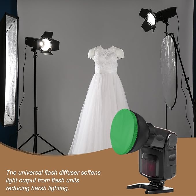 PATIKIL 6.3" x 6.3" Soft Mini Flash Diffuser Cap, 5 Pack Universal Elastic Flash Diffuser Cover for DSLR Camera Flashlight, Green