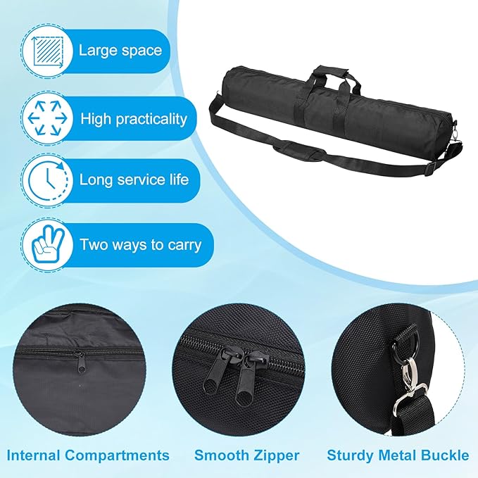 PATIKIL Tripod Carrying Case, 27.6" x 5.1" Heavy Duty Nylon Padded Tripod Bag with Adjustable Shoulder Straps and Handles for Light Stands Umbrellas Tripods Mic Speaker Stand, Black