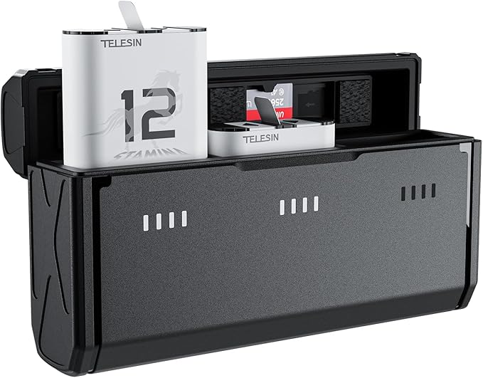 TELESIN 2-Pack Enduro Battery Charger for Hero 12 Hero 11 Hero 10 Hero 9, Long Lasting Batteries as Original Official + Pocket Fast Charge Charging Case for 12 11 10 9 Black Accessories