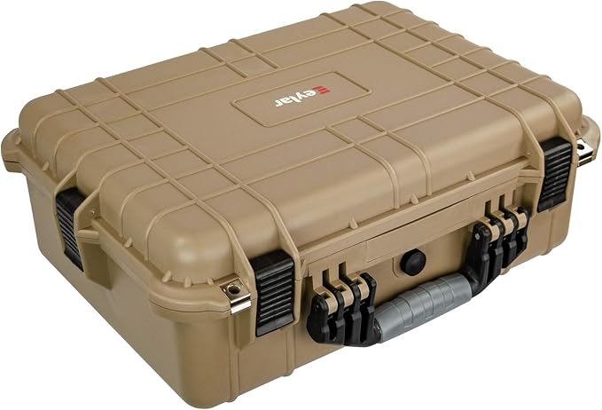 Eylar 20 Inch Large Protective Camera Hard Case Water and Shock Proof With Foam Tan