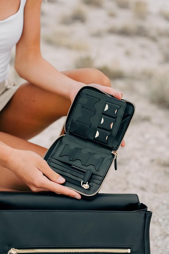 Compact Memory Card Holder & Battery Organizer Slim Travel Case with Secure Pockets for SD, MicroSD, and Camera Batteries Durable Protective Storage Wallet for Photographers On-The-Go – Black