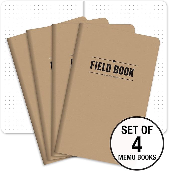 Elan Publishing Company Field Notebook/Journal - 5"x8" - Kraft - Dot Graph Memo Book - Pack of 4