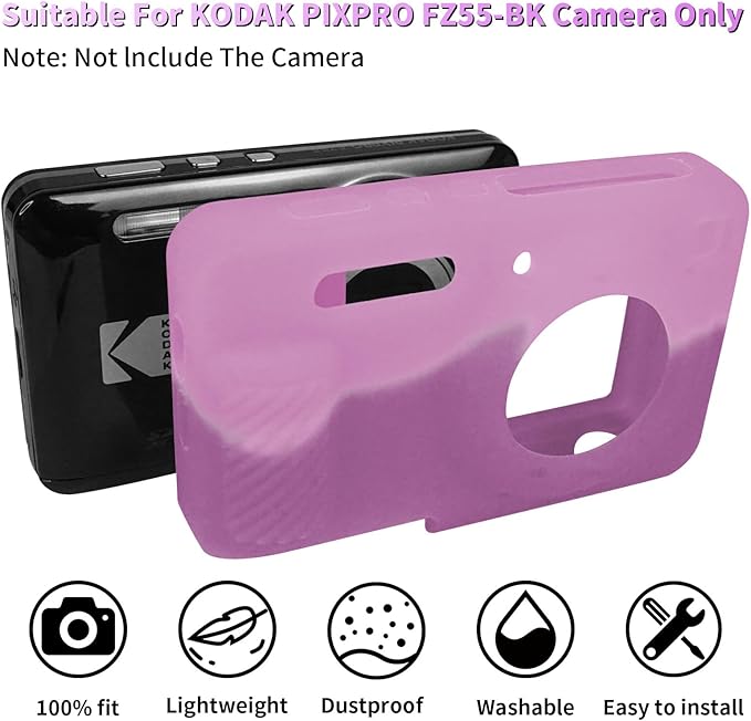 Easy Hood Camera Case for Kodak PIXPRO FZ55, Soft Silicone Cover Anti-Scratch Slim Fit FZ55 DSLR Camera Sleeve Body Skin Travel Protective Case, Pink Rose