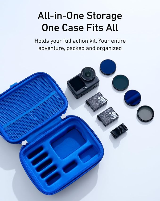 TELESIN DisAdv Carrying Case for DJI Osmo Action 6 and Official Accessories, Waterproof Hard Carrying Bag for Camera Batteries Filter Mount, DJI Osmo Case Hard Shell Action Camera Bag, Black