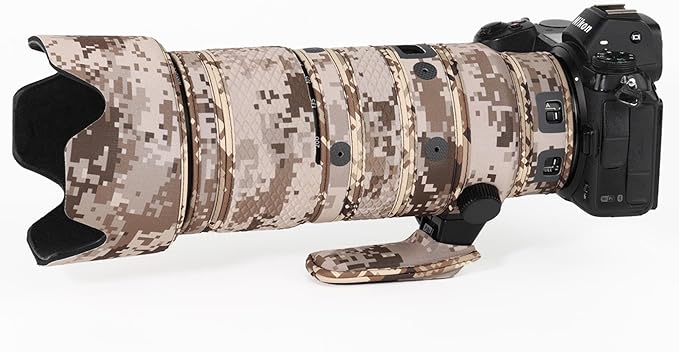 CHASING BIRDS Lens Camouflage Waterproof Coat for Nikon Z 70-200mm f/2.8 VR S Rainproof Lens Protective Cover Version IV (Brown Grid)