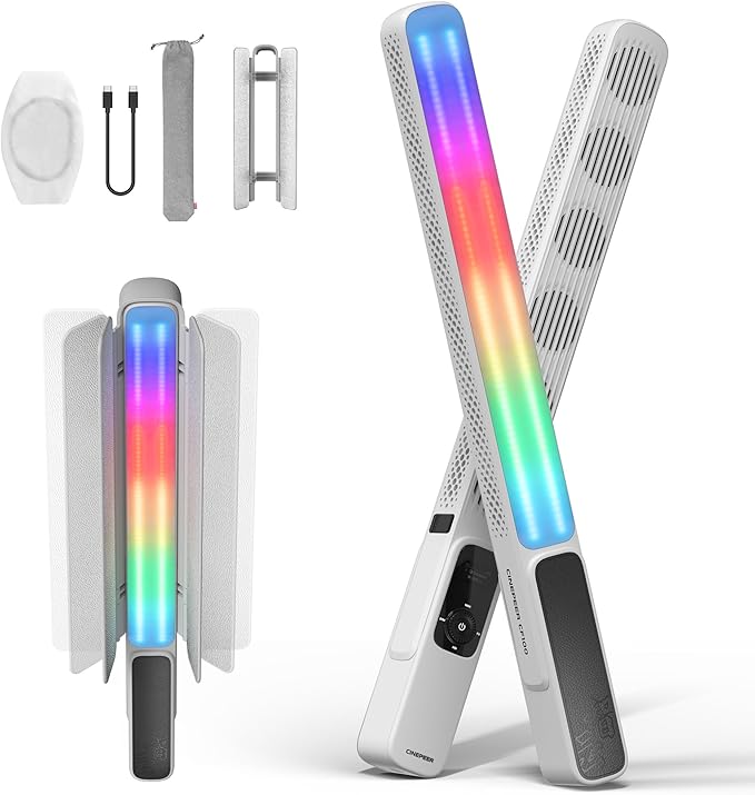 ZHIYUN CINEPEER CF100 100W RGB Light Stick Handheld LED Video Light Wand 2700K-6500K CRI 96+ TLCI 98+ Portable Fill Light with 6 Light Effect Continuous Output Photography Tube Combo