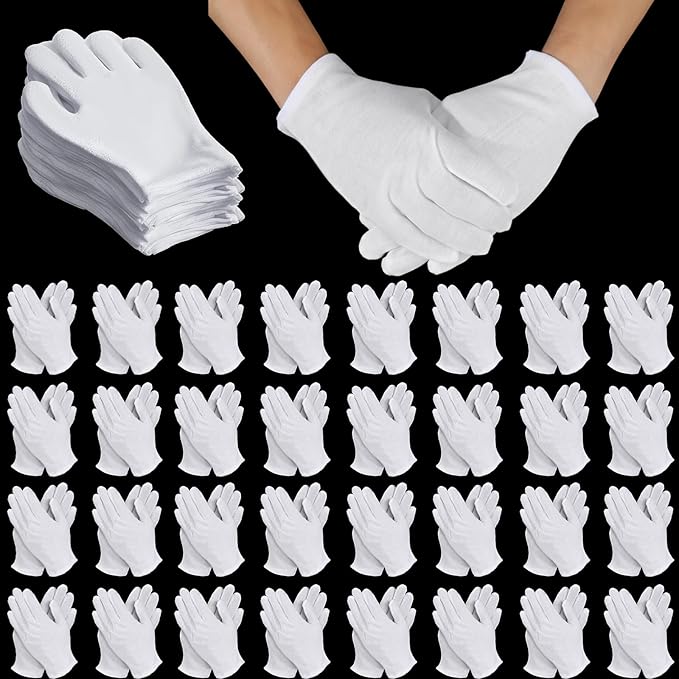 120 Pcs Cotton Blend Gloves, Moisturizing Gloves, Inspection Gloves, Art Handling Gloves, Uniform Gloves for Men and Women (White)