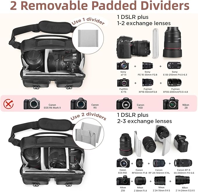 Camera Sling Bag,DSLR Camera Bag with Tripod Holder,Waterproof Camera Shoulder Crossbody Bag for Photographers (Black)