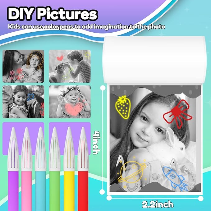 Printer Paper,6 Rolls for Kids Instant Print Camera,HD Printing Thermal Print Paper (6 Rolls)