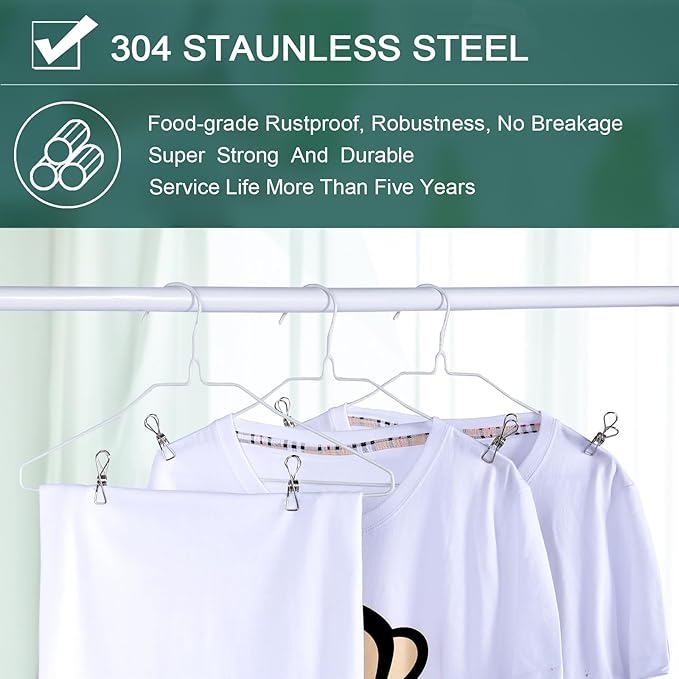 (50PCS) Stainless Steel Laundry Clothes Pins Heavy Duty Outdoor, Clothespins for Hanging Clothes, Metal Clips, Metal Snack Bag Chip Clips for Food Packages, Mini Clothes pins