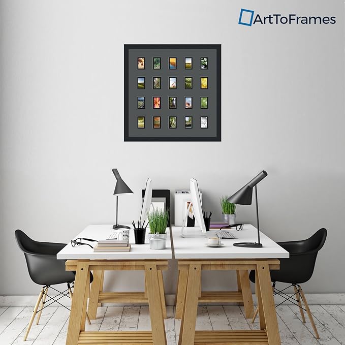 Art to Frames Double-Multimat-398-41/89-FRBW26079 Collage Photo Frame Double Mat with 20 - 2x3 Openings and Satin Black Frame