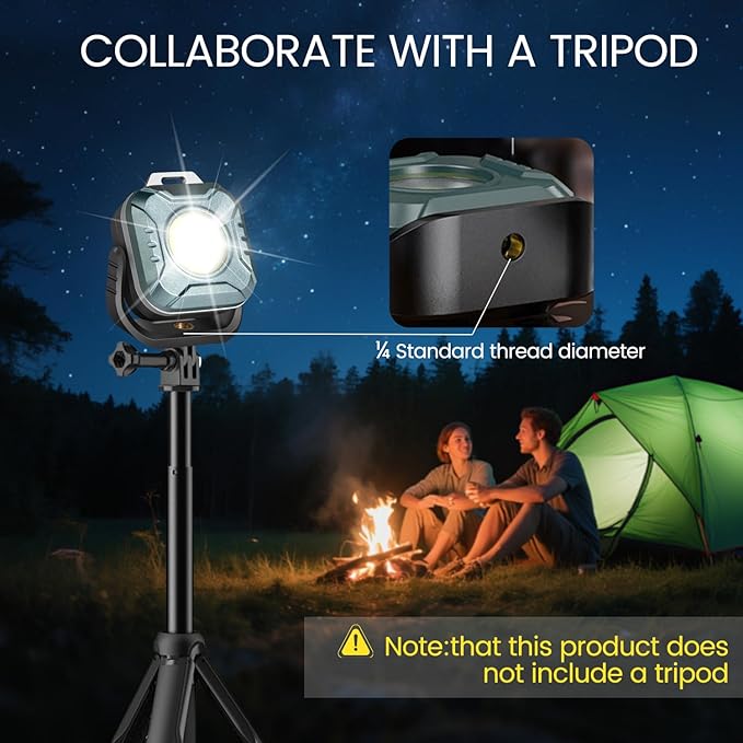 Rechargeable Magnetic Work Light, 500 Lumens Floodlight 1200 mAh LED Portable Lamp, 2.9 Oz Mini Supersmall for Emergency Nighttime Auto Repair, Birthday Gifts for Husband and Father, Grey