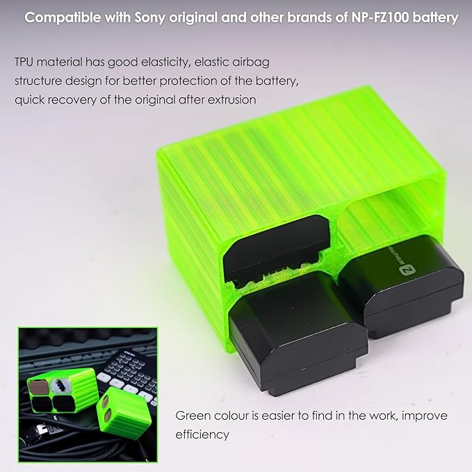 ZALUNERO TPU Airbag FZ100 Camera Battery Case, 33g Weight Battery Storage Case for 4 FZ100 Batteries,Compatible with Sony NP-FZ100 Battery,Seamless Fit & Ideal for Travel & Storage