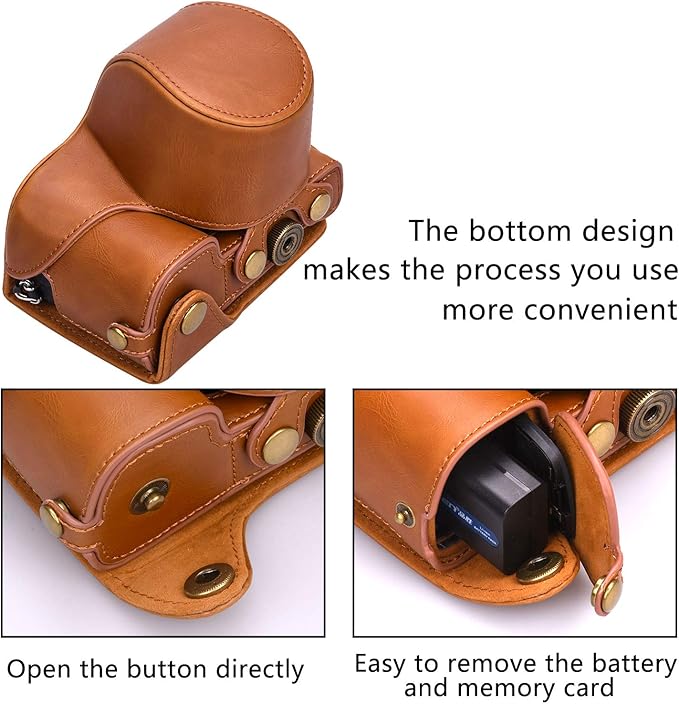 Hargedis XEVN for sony a6400 case,for sony a6300 case,Premium PU Full Body Leather Camera Case Bag for sony alpha a6300 a6000 a6100 a6400 Fit 16-50mm Lens with Camera Shoulder Strap(Brown)