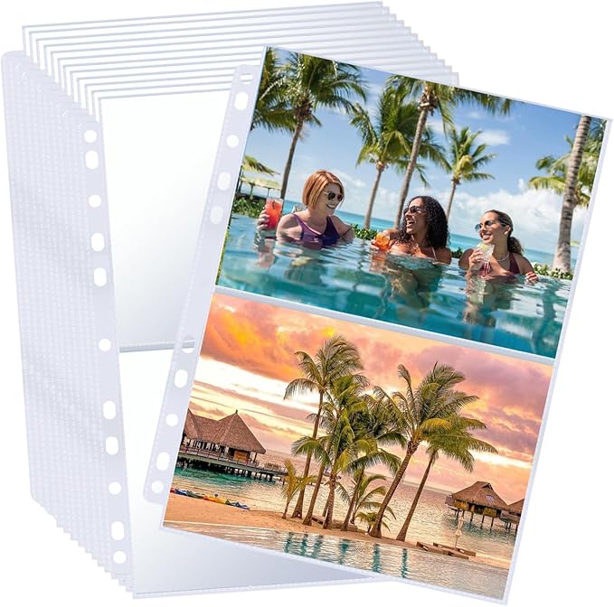 30Pack Photo Sleeves Holds 120 5"x7" Photos, Clear Photo Page Protector for 3 Ring Binder, Double-Sided Photo Album Refill Pages Photo Pockets Photo Sleeves Binder Sheets