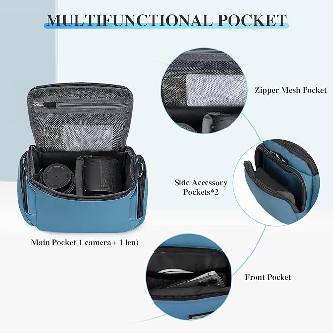 G-raphy Camera Bag Case Compact Lightweight Shoulder Crossbody Sling Photography Bags for Nikon Canon Sony DSLR SLR Mirrorless with Removal Straps(Teal)
