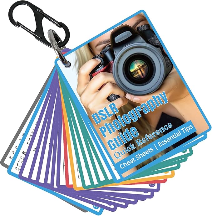 OCQOTAT Photography Cheat Sheet for DSLR Camera Accessories for Canon Nikon Sony,Quick Reference Cards Photographers Book for Beginners,Settings,Exposure, Modes,Composition,Lighting, etc.4×3 Inch