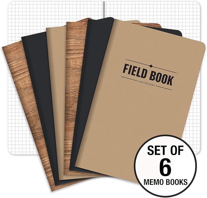 Elan Publishing Company Field Notebook/Journal - 5"x8" - Combo Colors - Graph Memo Book - Pack of 6