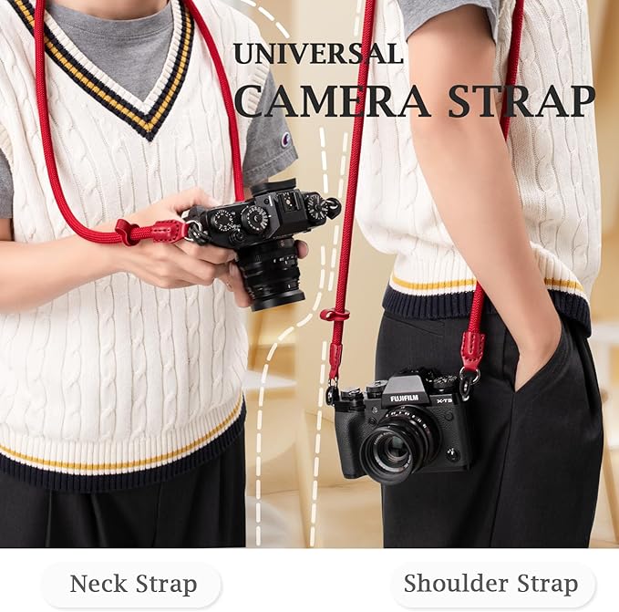 VOVMOEYA Camera Strap Rope,Camera Neck Strap Shoulder Strap for Fujifilm X100VI X100V XS20 XT5 for A6000 A6100 A6400 A6700 A7IV for Canon EOS R6 R10 for Nikon D850 D5600 D7500 - Red