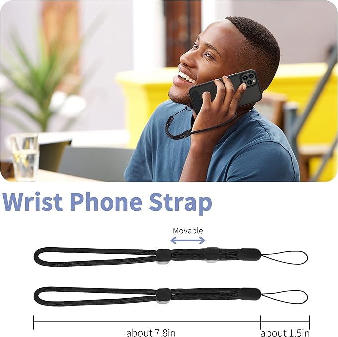 CACOE Cell Phone Lanyard 2 Pcs-1 Pcs Adjustable Neck Strap,1 Pcs Wrist Strap, 2 Pcs Pads, Universal Crossbody, Multifuctional Compatible with Most Smartphones(Black)