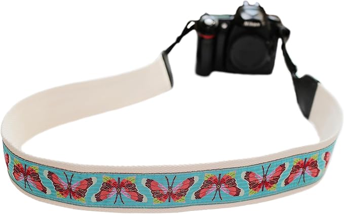 UNIKSTRAP Original Design Adjustable Camera Strap, Green Butterfly, 2 Inch (5cm) Width, Fit for Canon Nikon Sony Interchangeable Lens Digital Camera/DSLR