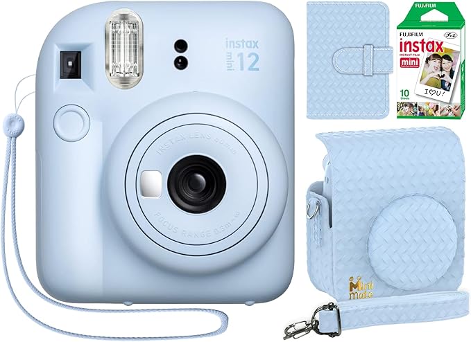 Fujifilm Instax Mini 12 Instant Camera Pastel Blue + Minimate Custom Designed Case + Fuji Instax Film 10 Sheets & Album