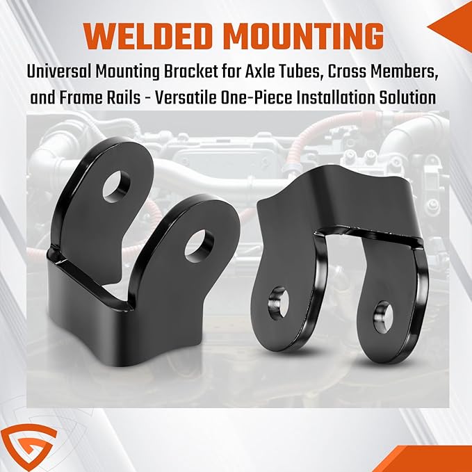 Heavy Duty Shock Brackets for Off-Road Trailers, Thick Weld-On Shock Mounts, Curved Black(1 Pair)