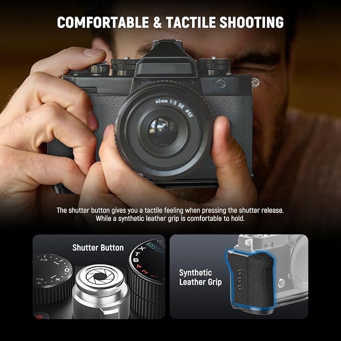NEEWER Zf Handgrip L Shaped Grip Compatible with Nikon Z f Camera, Retro Mounting Baseplate L Bracket with Handle, Thumb Grip & Aluminum Shutter Button, Compatible with Arca Type Tripod Head, CA134